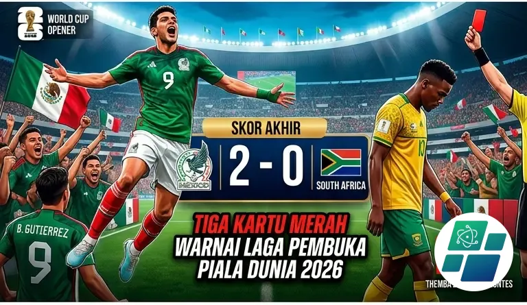 Laga Pembuka Piala Dunia 2026 - Meksiko vs Afrika Selatan 2-0: Hujan 3 Kartu Merah